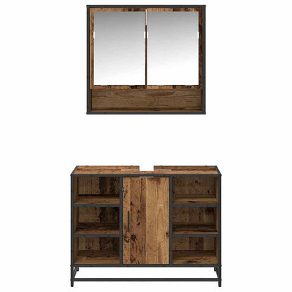 vidaXL Badezimmermöbel-Set mit Regal 2 pcs Altholz Holzwerkstoff