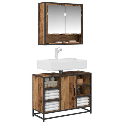 vidaXL Badezimmermöbel-Set mit Regal 2 pcs Altholz Holzwerkstoff