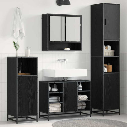 vidaXL Badezimmermöbel-Set 4 pcs Schwarz Eichen-Optik Holzwerkstoff