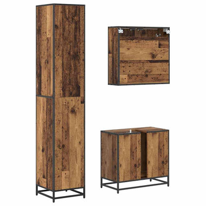 vidaXL Badezimmermöbel-Set mit Schubladen 3 pcs Altholz Holzwerkstoff
