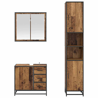 vidaXL Badezimmermöbel-Set mit Schubladen 3 pcs Altholz Holzwerkstoff