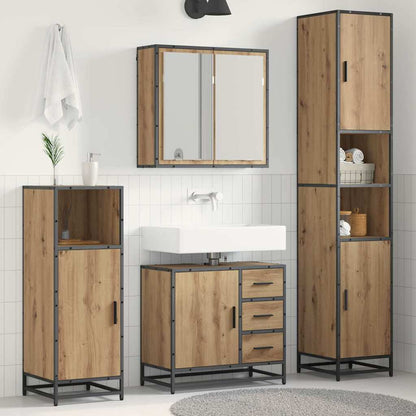 vidaXL Badezimmermöbel-Set mit Regal 3 pcs Artisan-Eiche Holzwerkstoff