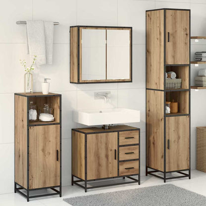 vidaXL Badezimmermöbel-Set mit Regal 3 pcs Artisan-Eiche Holzwerkstoff