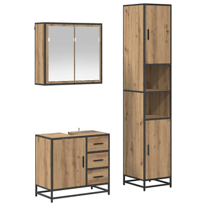 vidaXL Badezimmermöbel-Set mit Regal 3 pcs Artisan-Eiche Holzwerkstoff