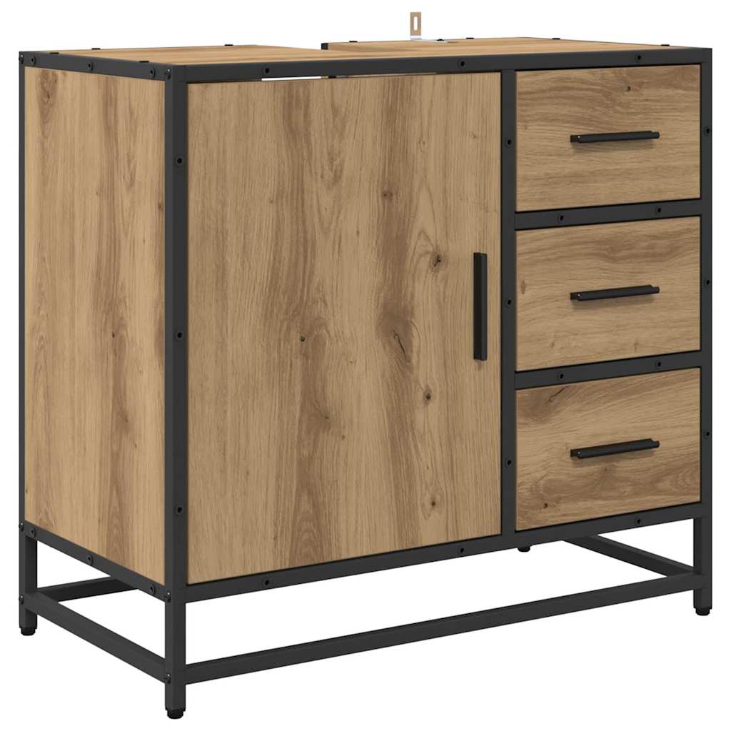 vidaXL Badezimmermöbel-Set mit Regal 3 pcs Artisan-Eiche Holzwerkstoff