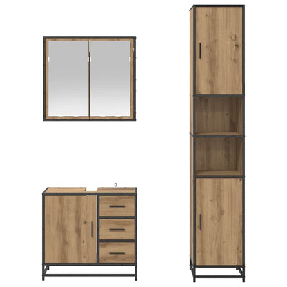 vidaXL Badezimmermöbel-Set mit Regal 3 pcs Artisan-Eiche Holzwerkstoff