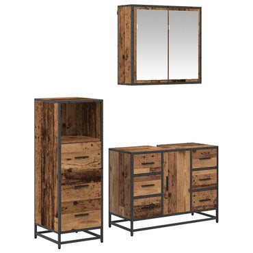 vidaXL Badezimmermöbel Set 3 pcs Altholz 80 x 33 x 60 cm Holzwerkstoff