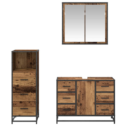 vidaXL Badezimmermöbel Set 3 pcs Altholz 80 x 33 x 60 cm Holzwerkstoff