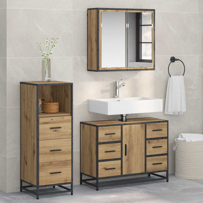 vidaXL Badezimmermöbel Set mit Tür 3 pcs Artisan-Eiche 80 x 33 x 60 cm