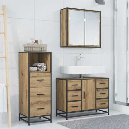 vidaXL Badezimmermöbel Set mit Tür 3 pcs Artisan-Eiche 80 x 33 x 60 cm