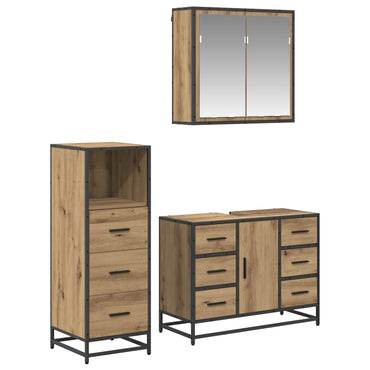 vidaXL Badezimmermöbel Set mit Tür 3 pcs Artisan-Eiche 80 x 33 x 60 cm