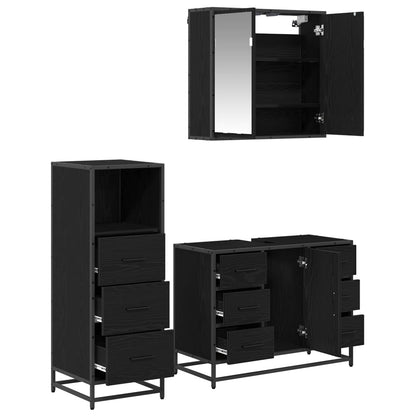 vidaXL Badezimmermöbel-Set 3 pcs Schwarz Eichen-Optik Holzwerkstoff