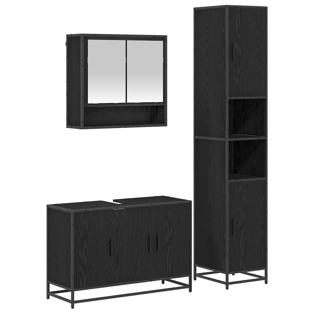 vidaXL Badezimmermöbel-Set mit Regal 3 pcs Altholz Holzwerkstoff