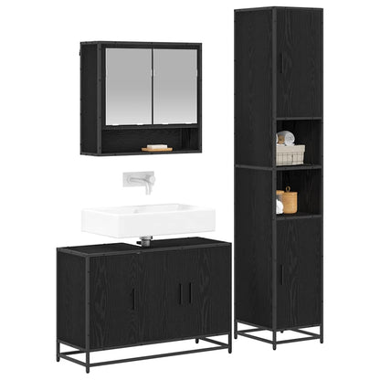 vidaXL Badezimmermöbel-Set mit Regal 3 pcs Altholz Holzwerkstoff