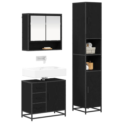 vidaXL Badezimmermöbel-Set 3 pcs Schwarz Eichen-Optik Holzwerkstoff
