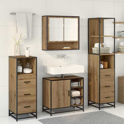 vidaXL Badezimmermöbel-Set mit Regal 4 pcs Artisan-Eiche Holzwerkstoff