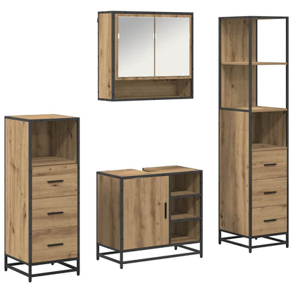 vidaXL Badezimmermöbel-Set mit Regal 4 pcs Artisan-Eiche Holzwerkstoff