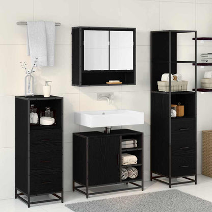 vidaXL Badezimmermöbel-Set 4 pcs Schwarz Eichen-Optik Holzwerkstoff