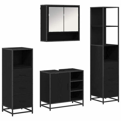 vidaXL Badezimmermöbel-Set 4 pcs Schwarz Eichen-Optik Holzwerkstoff