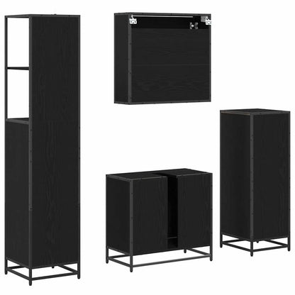 vidaXL Badezimmermöbel-Set 4 pcs Schwarz Eichen-Optik Holzwerkstoff