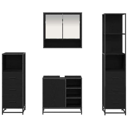 vidaXL Badezimmermöbel-Set 4 pcs Schwarz Eichen-Optik Holzwerkstoff