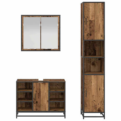 vidaXL Badezimmermöbel-Set mit Regal 3 pcs Altholz Holzwerkstoff