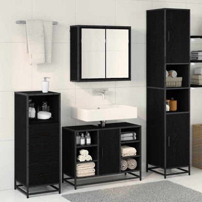vidaXL Badezimmermöbel-Set 3 pcs Schwarz Eichen-Optik Holzwerkstoff