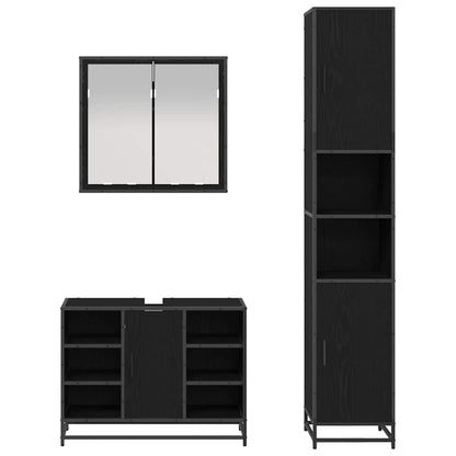 vidaXL Badezimmermöbel-Set 3 pcs Schwarz Eichen-Optik Holzwerkstoff