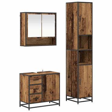 vidaXL Badezimmermöbel-Set mit Schubladen 3 pcs Altholz Holzwerkstoff