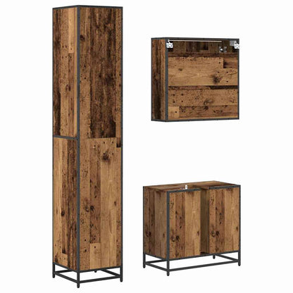 vidaXL Badezimmermöbel-Set mit Schubladen 3 pcs Altholz Holzwerkstoff
