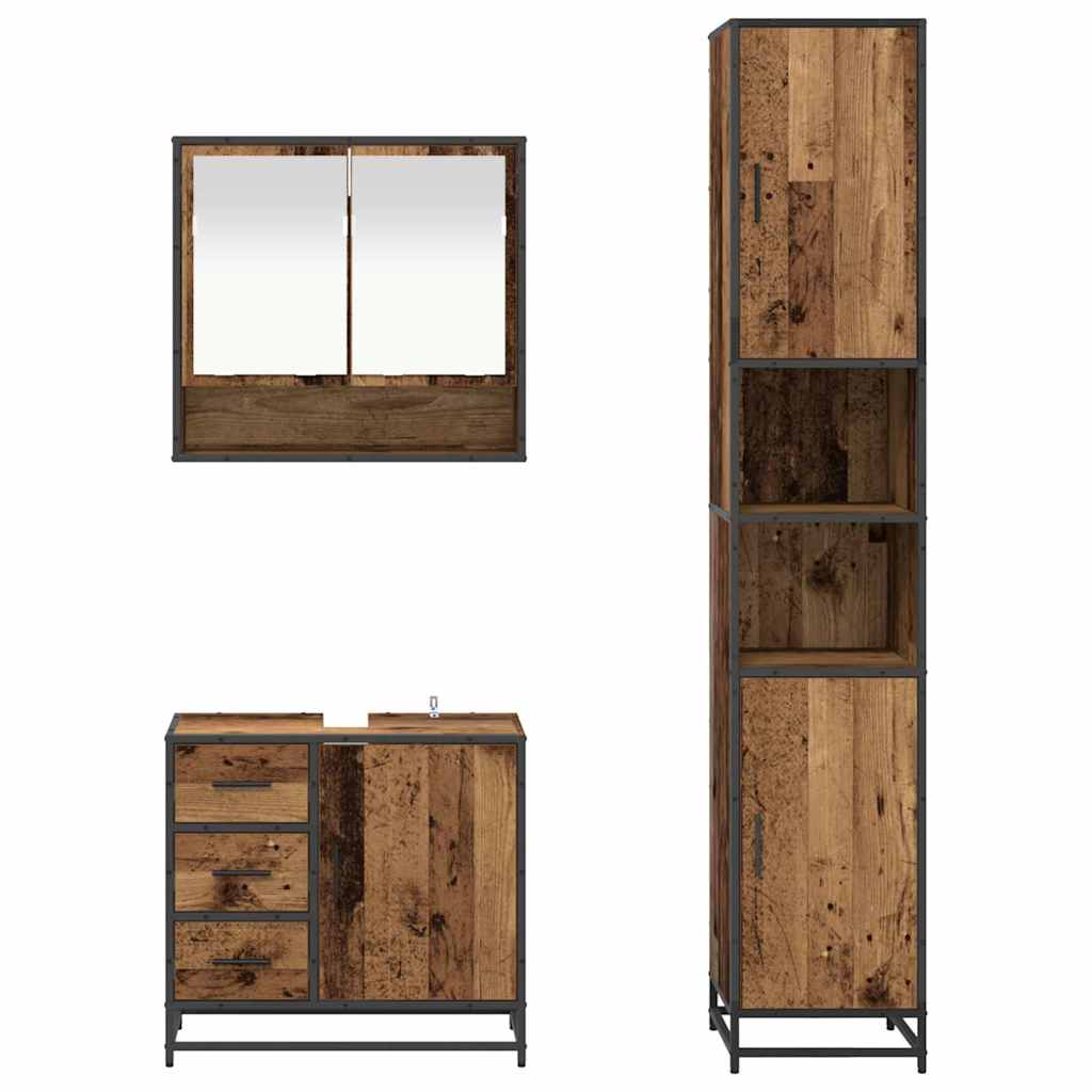 vidaXL Badezimmermöbel-Set mit Schubladen 3 pcs Altholz Holzwerkstoff