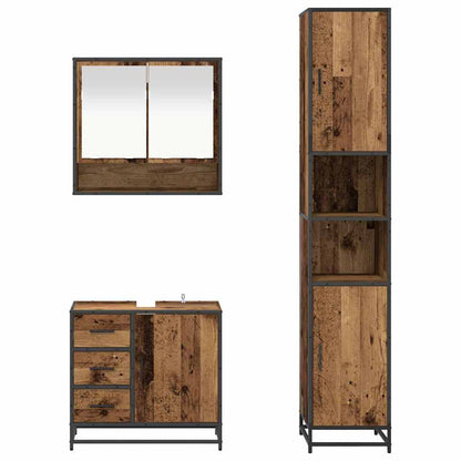 vidaXL Badezimmermöbel-Set mit Schubladen 3 pcs Altholz Holzwerkstoff