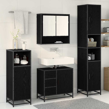 vidaXL Badezimmermöbel-Set 3 pcs Schwarz Eichen-Optik Holzwerkstoff