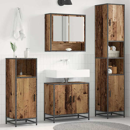vidaXL Badezimmermöbel-Set mit Regal 3 pcs Altholz Holzwerkstoff