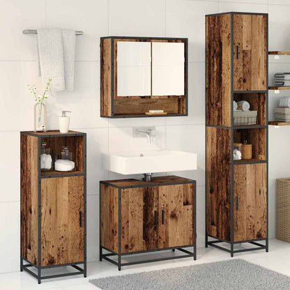 vidaXL Badezimmermöbel-Set mit Regal 3 pcs Altholz Holzwerkstoff
