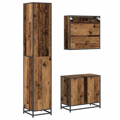 vidaXL Badezimmermöbel-Set mit Regal 3 pcs Altholz Holzwerkstoff