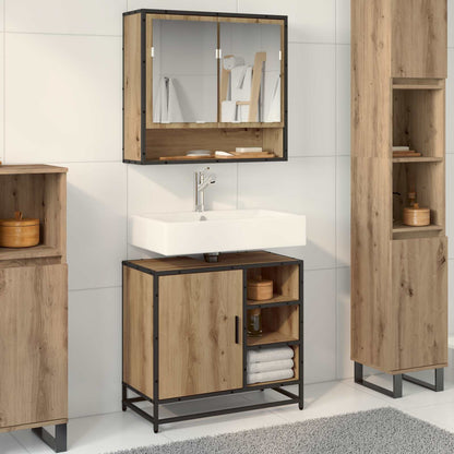 vidaXL Badezimmermöbel-Set mit Regal 2 pcs Artisan-Eiche Holzwerkstoff