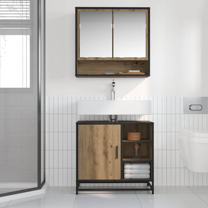 vidaXL Badezimmermöbel-Set mit Regal 2 pcs Artisan-Eiche Holzwerkstoff