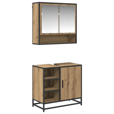 vidaXL Badezimmermöbel-Set mit Regal 2 pcs Artisan-Eiche Holzwerkstoff