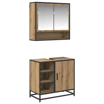vidaXL Badezimmermöbel-Set mit Regal 2 pcs Artisan-Eiche Holzwerkstoff