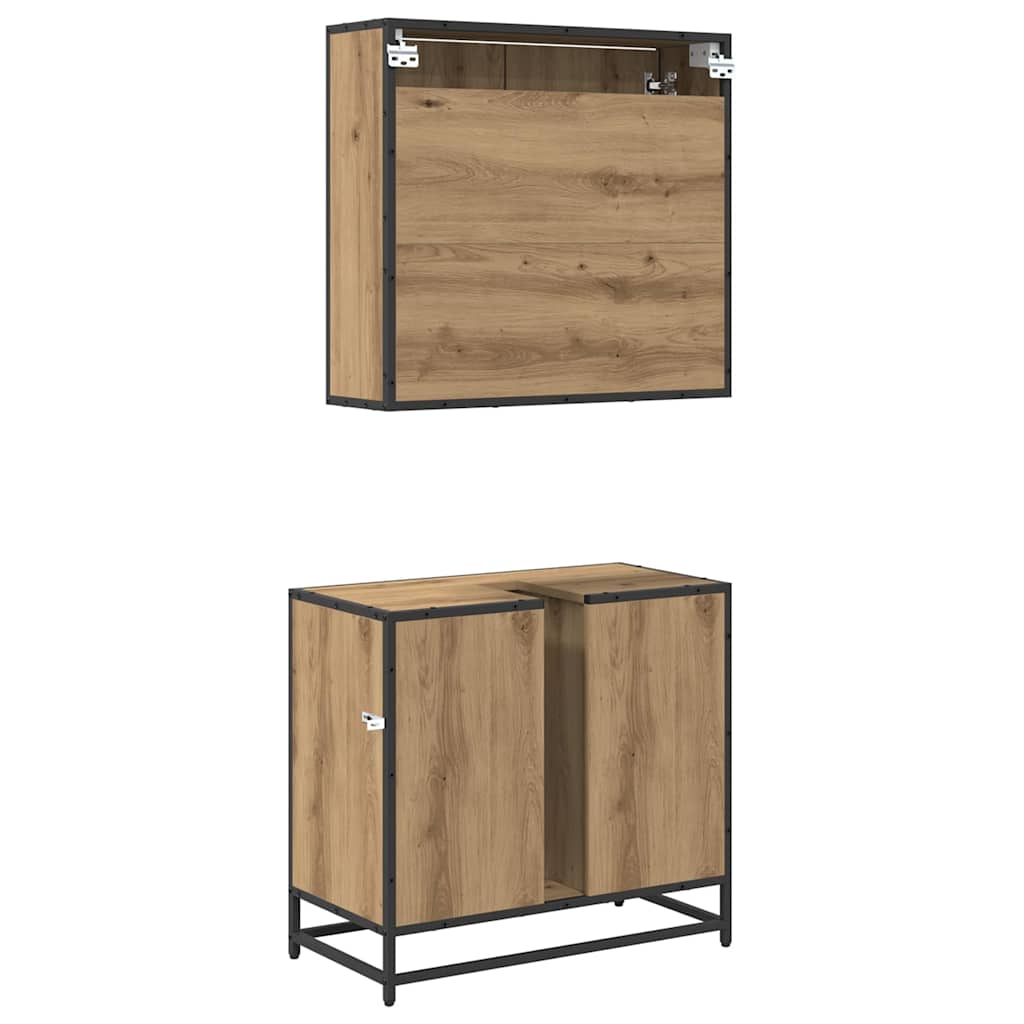 vidaXL Badezimmermöbel-Set mit Regal 2 pcs Artisan-Eiche Holzwerkstoff