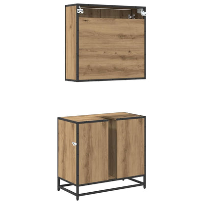 vidaXL Badezimmermöbel-Set mit Regal 2 pcs Artisan-Eiche Holzwerkstoff