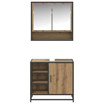 vidaXL Badezimmermöbel-Set mit Regal 2 pcs Artisan-Eiche Holzwerkstoff