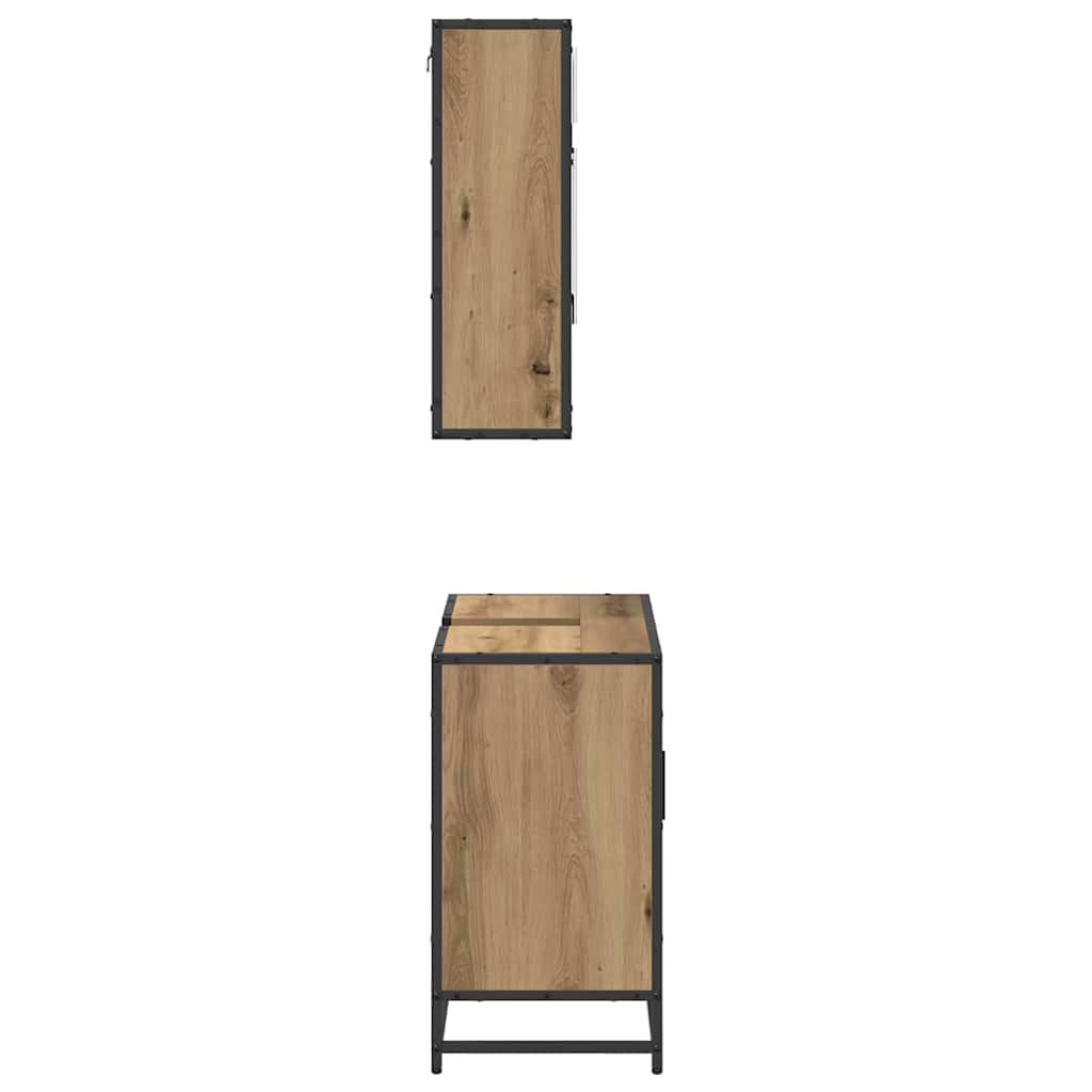 vidaXL Badezimmermöbel-Set mit Regal 2 pcs Artisan-Eiche Holzwerkstoff