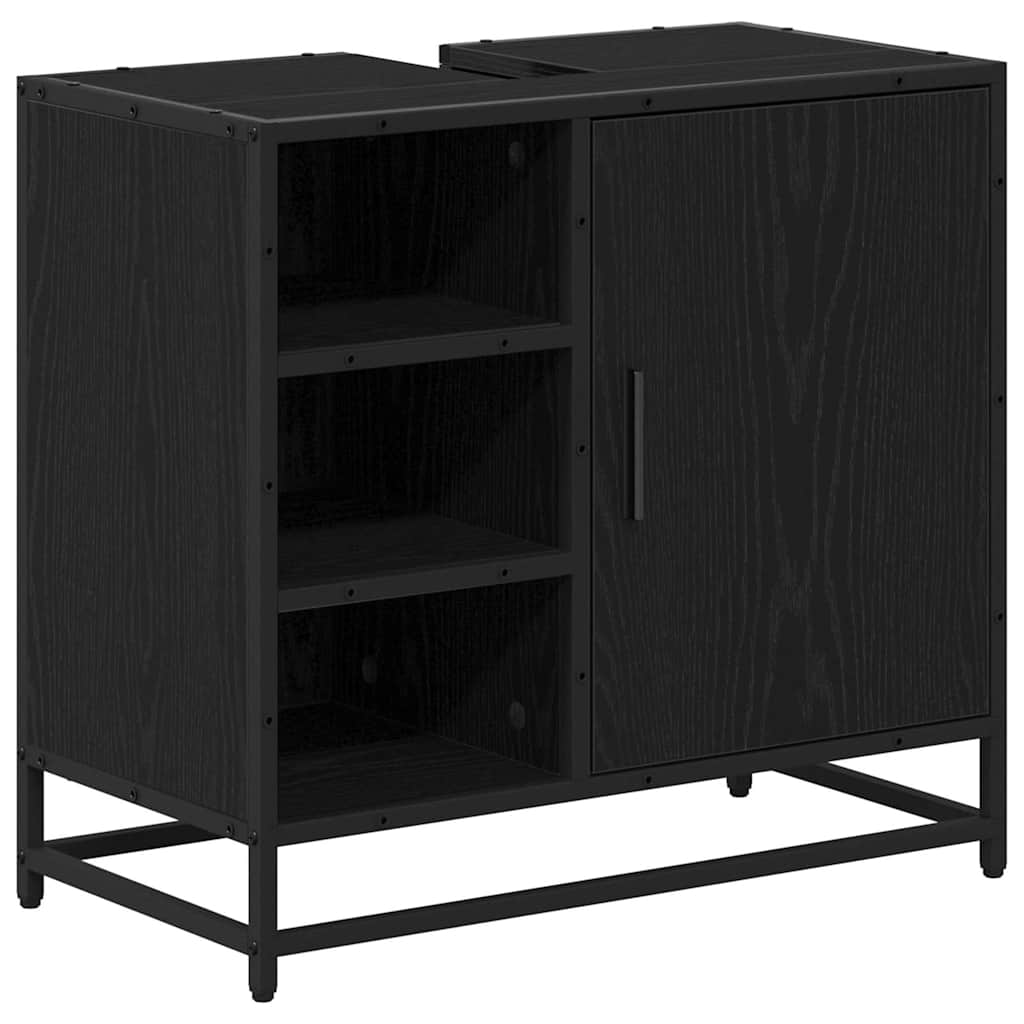 vidaXL Badezimmermöbel-Set 2 pcs Schwarz Eichen-Optik Holzwerkstoff