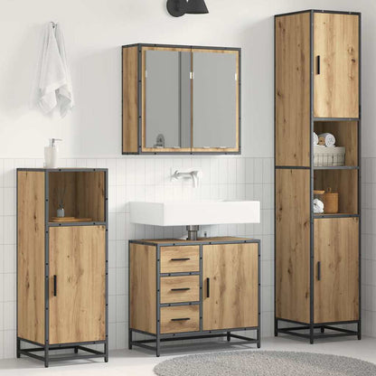 vidaXL Badezimmermöbel-Set mit Regal 4 pcs Artisan-Eiche Holzwerkstoff