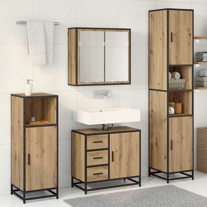 vidaXL Badezimmermöbel-Set mit Regal 4 pcs Artisan-Eiche Holzwerkstoff