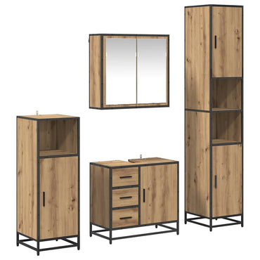 vidaXL Badezimmermöbel-Set mit Regal 4 pcs Artisan-Eiche Holzwerkstoff
