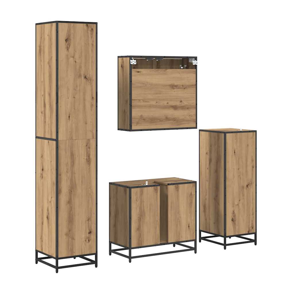vidaXL Badezimmermöbel-Set mit Regal 4 pcs Artisan-Eiche Holzwerkstoff