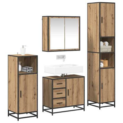 vidaXL Badezimmermöbel-Set mit Regal 4 pcs Artisan-Eiche Holzwerkstoff